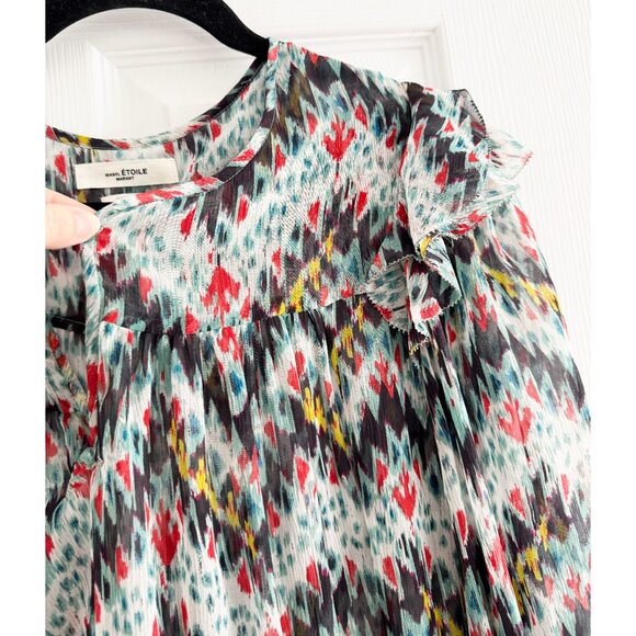 Isabel Marant Etoile "Enna" Asymetrical Printed Silk Dress, size 40 (fits 8/10) - Picture 4 of 10
